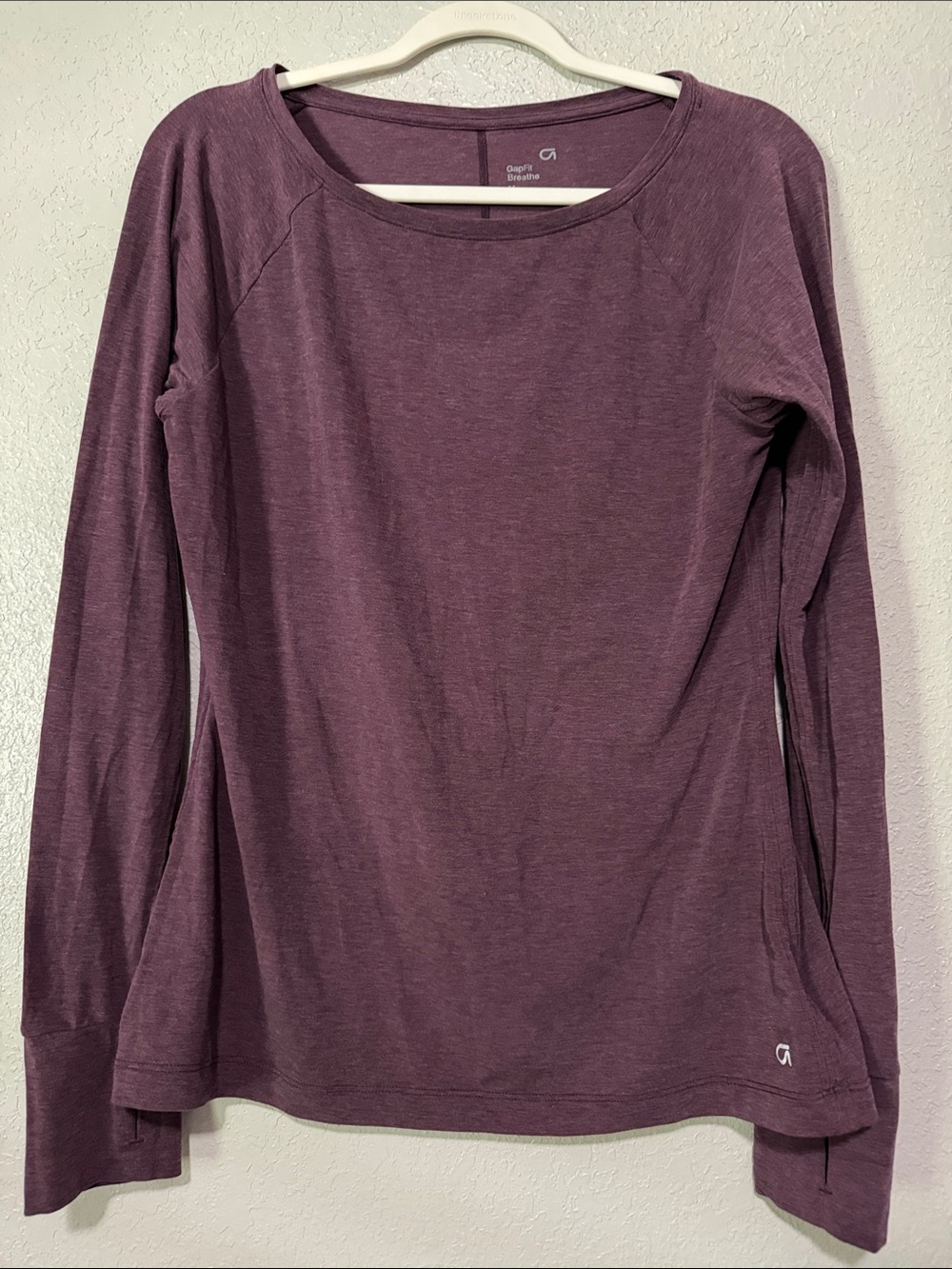 GAP Lightweight Long-Sleeve Scoop Neck Top - Plum Heather